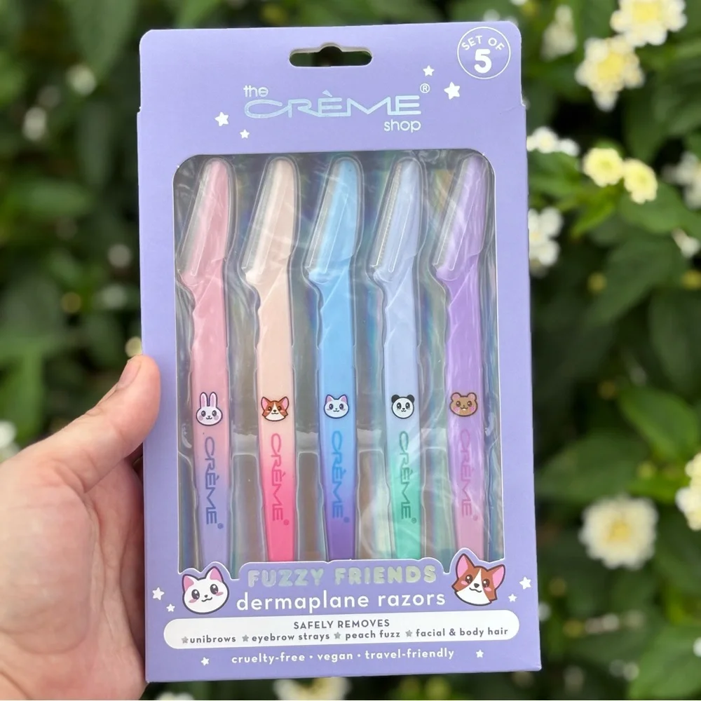 BNIB The Crème Shop Set of 5 Fuzzy Friends Dermaplane Razors
